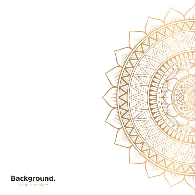 Lujo diseño de mandala ornamental fondo en color oro