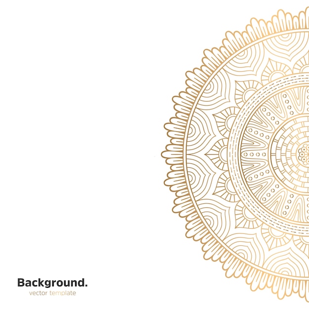 Lujo diseño de mandala ornamental fondo en color oro