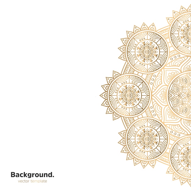 Lujo diseño de mandala ornamental fondo en color oro