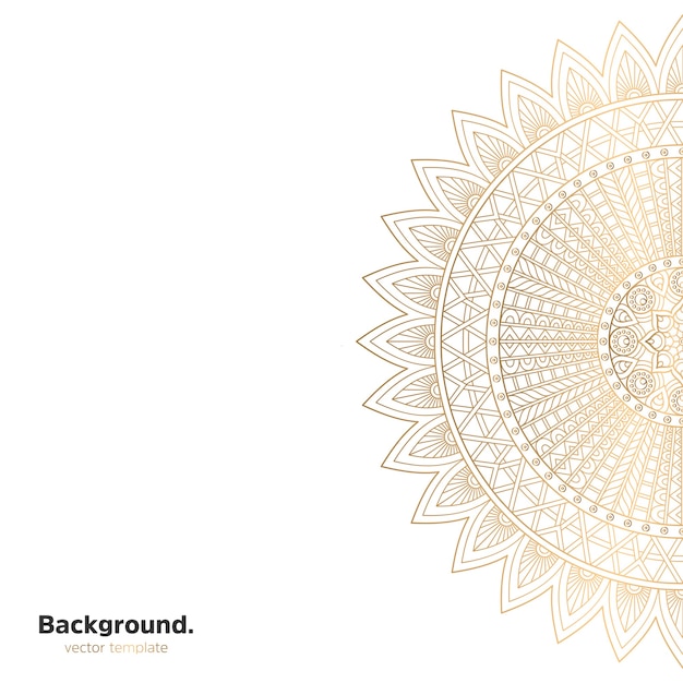 Lujo diseño de mandala ornamental fondo en color oro