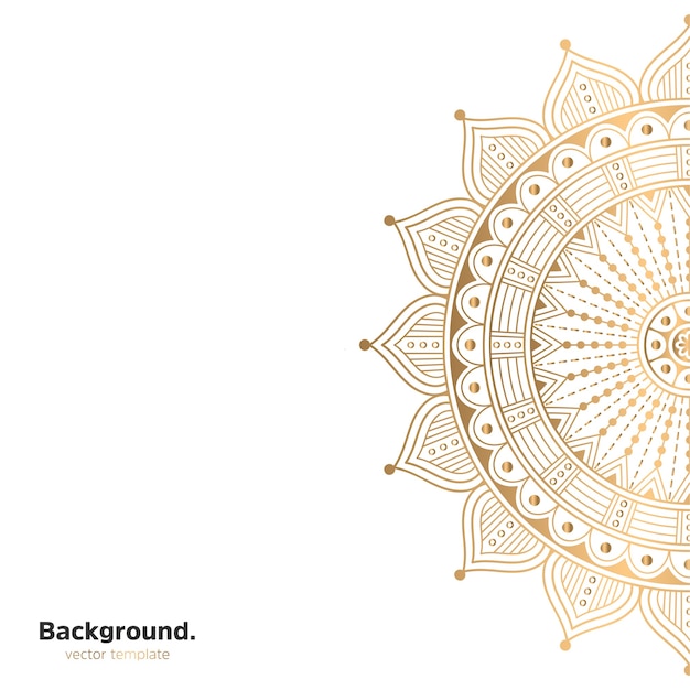 Lujo diseño de mandala ornamental fondo en color oro