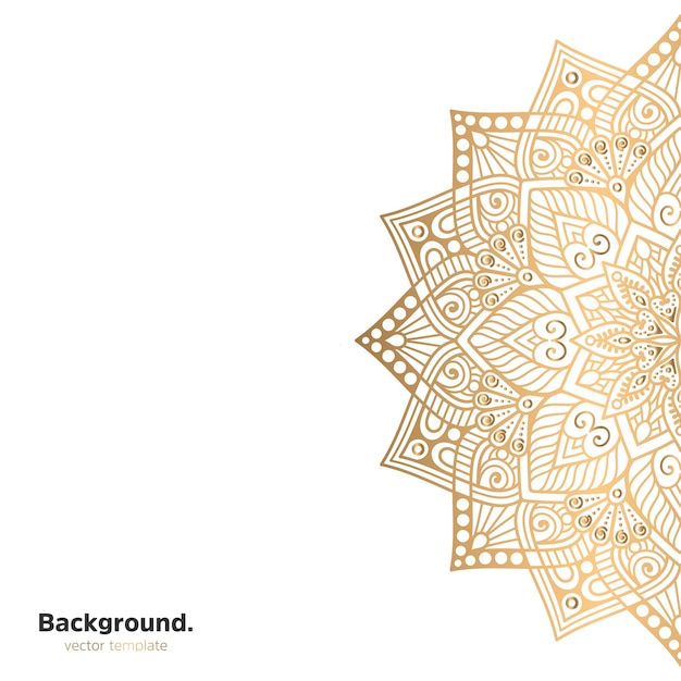 Lujo diseño de mandala ornamental fondo en color oro