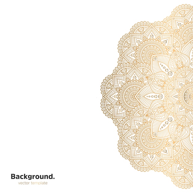 Lujo diseño de mandala ornamental fondo en color oro
