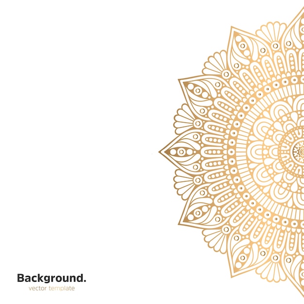 Lujo diseño de mandala ornamental fondo en color oro