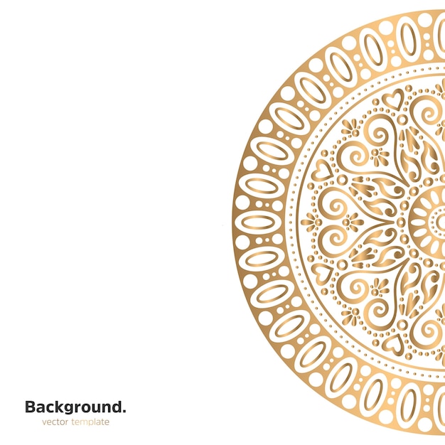 Lujo diseño de mandala ornamental fondo en color oro