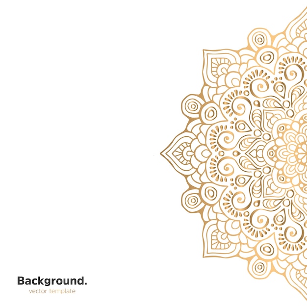 Lujo diseño de mandala ornamental fondo en color oro