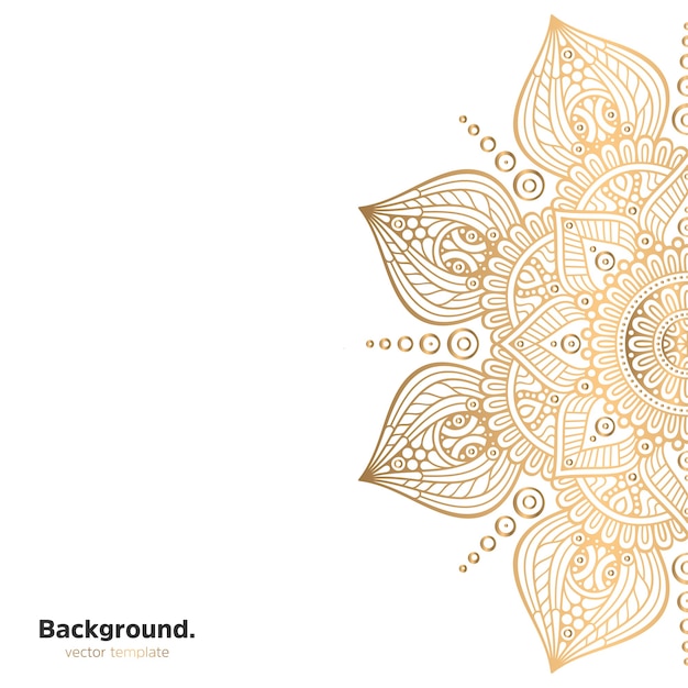 Lujo diseño de mandala ornamental fondo en color oro
