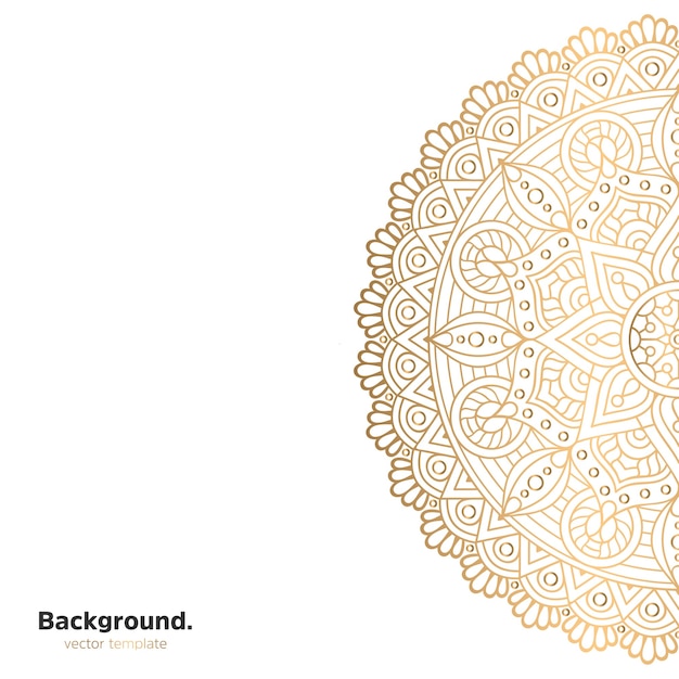 Lujo diseño de mandala ornamental fondo en color oro