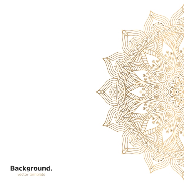 Lujo diseño de mandala ornamental fondo en color oro