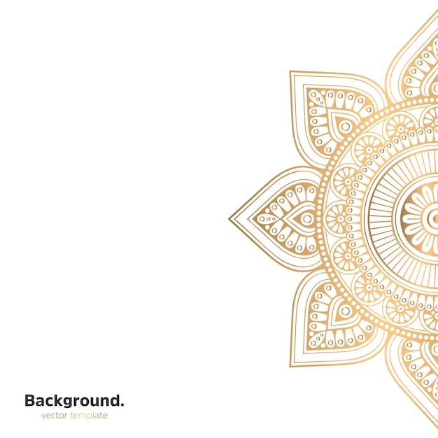 Lujo diseño de mandala ornamental fondo en color oro