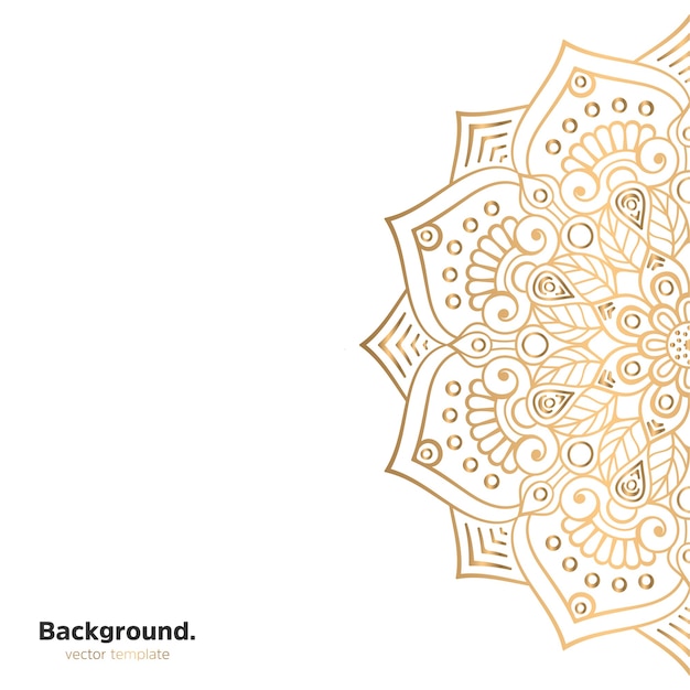 Lujo diseño de mandala ornamental fondo en color oro