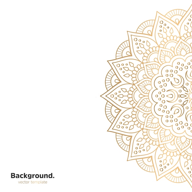 Lujo diseño de mandala ornamental fondo en color oro