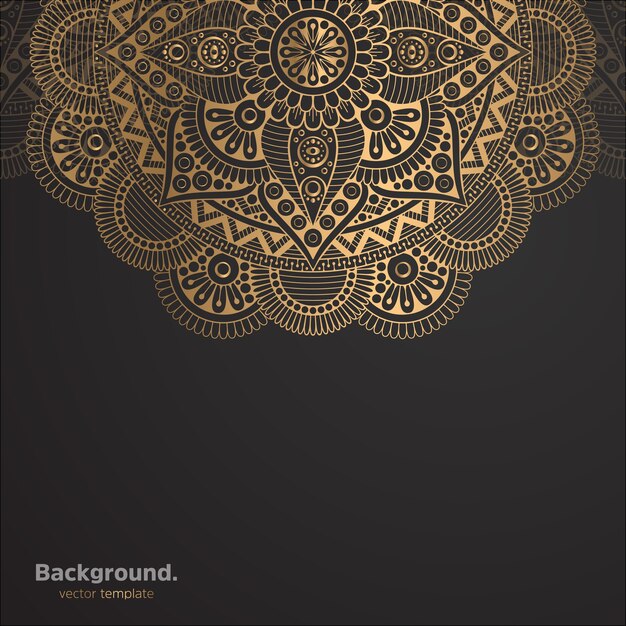 Lujo diseño de mandala ornamental fondo en color oro