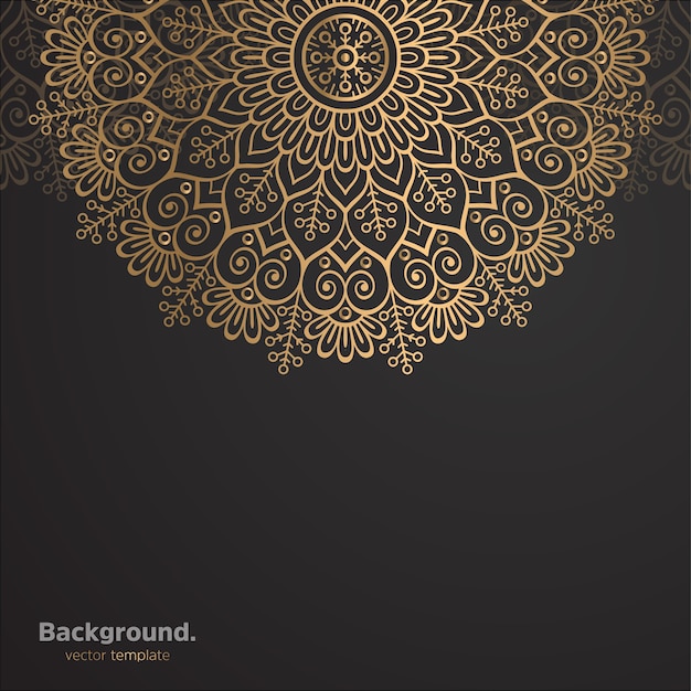 Lujo diseño de mandala ornamental fondo en color oro
