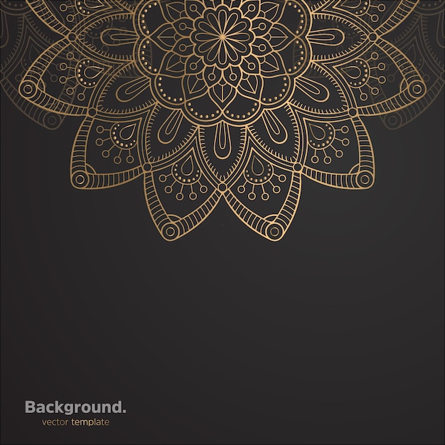 Lujo diseño de mandala ornamental fondo en color oro