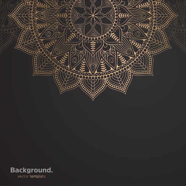 Lujo diseño de mandala ornamental fondo en color oro