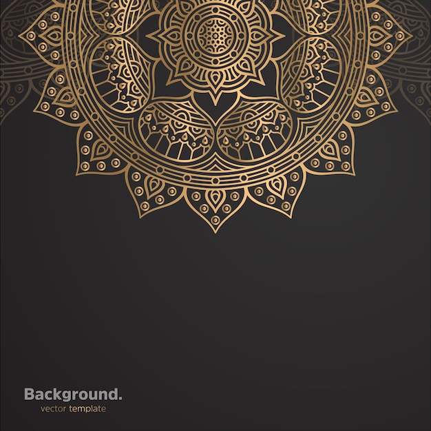 Lujo diseño de mandala ornamental fondo en color oro