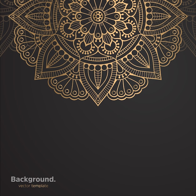 Lujo diseño de mandala ornamental fondo en color oro
