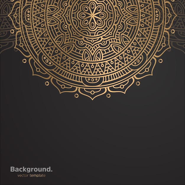 Lujo diseño de mandala ornamental fondo en color oro