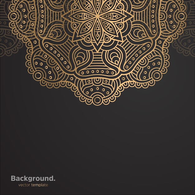 Lujo diseño de mandala ornamental fondo en color oro