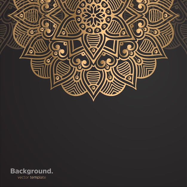 Lujo diseño de mandala ornamental fondo en color oro