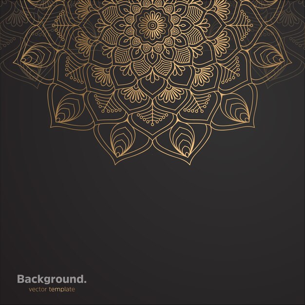 Lujo diseño de mandala ornamental fondo en color oro