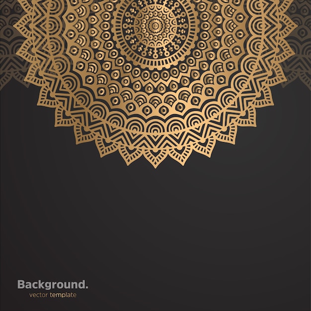 Lujo diseño de mandala ornamental fondo en color oro