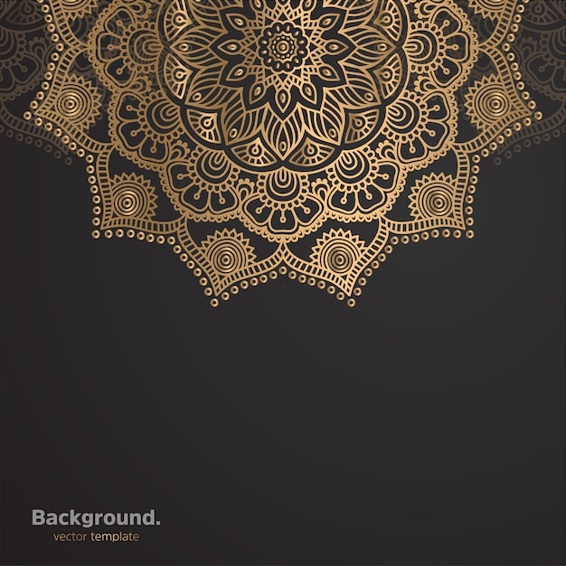 Lujo diseño de mandala ornamental fondo en color oro