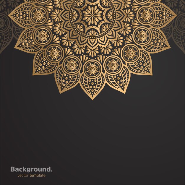 Lujo diseño de mandala ornamental fondo en color oro