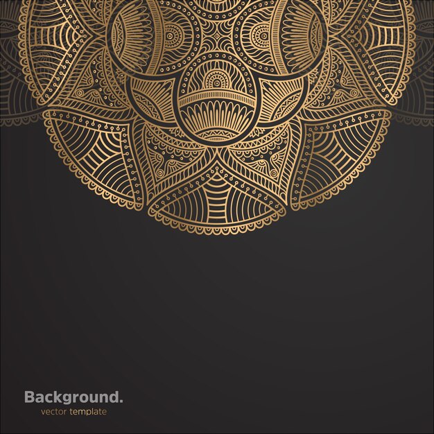 Lujo diseño de mandala ornamental fondo en color oro