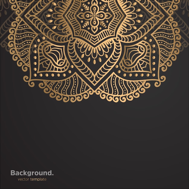 Lujo diseño de mandala ornamental fondo en color oro