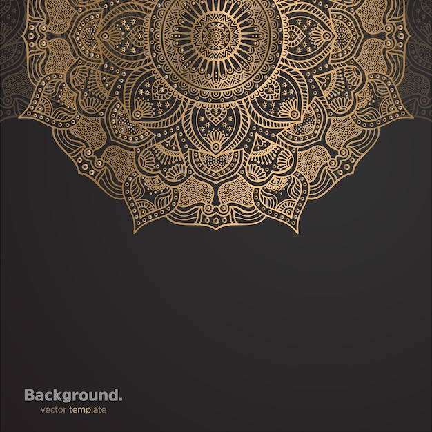 Lujo diseño de mandala ornamental fondo en color oro