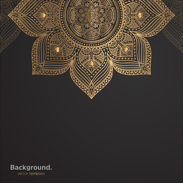 Lujo diseño de mandala ornamental fondo en color oro