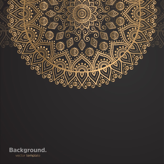 Lujo diseño de mandala ornamental fondo en color oro