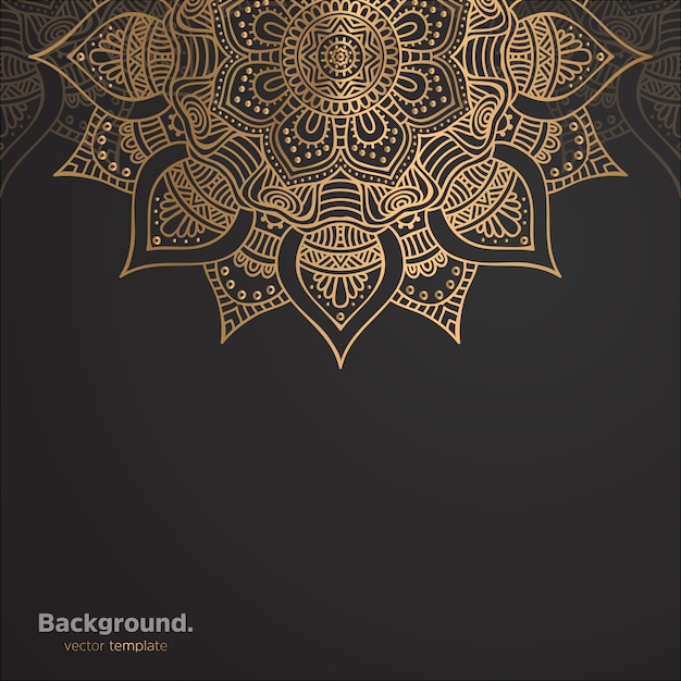 Lujo diseño de mandala ornamental fondo en color oro