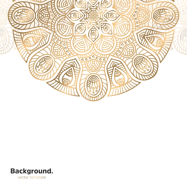 Lujo diseño de mandala ornamental fondo en color oro