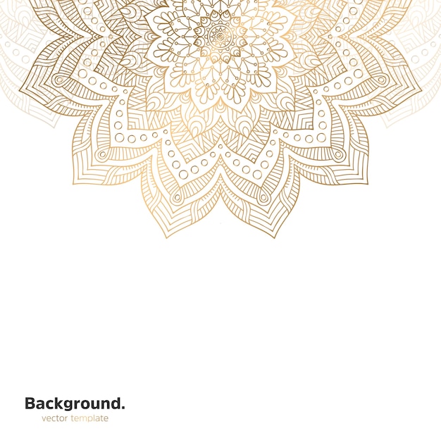 Lujo diseño de mandala ornamental fondo en color oro