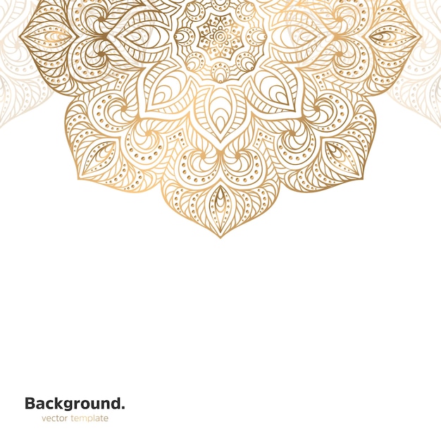 Lujo diseño de mandala ornamental fondo en color oro
