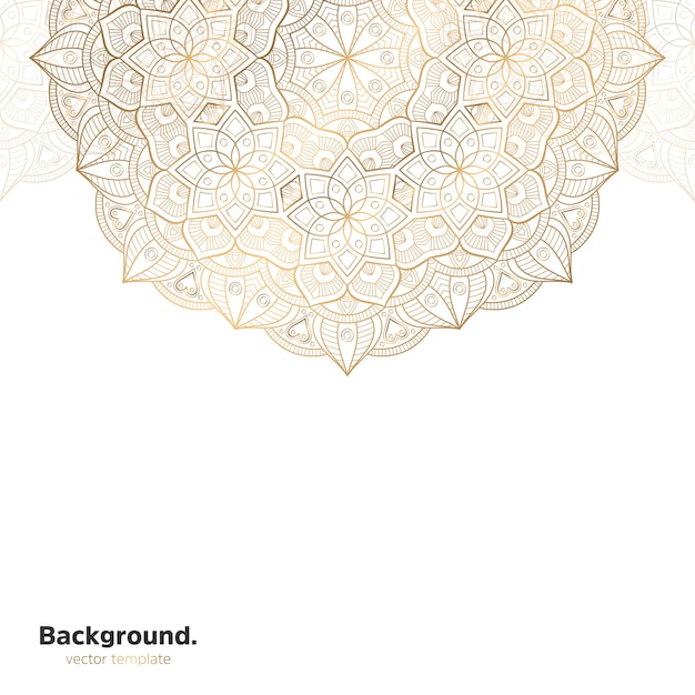Lujo diseño de mandala ornamental fondo en color oro