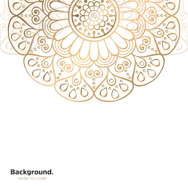Lujo diseño de mandala ornamental fondo en color oro