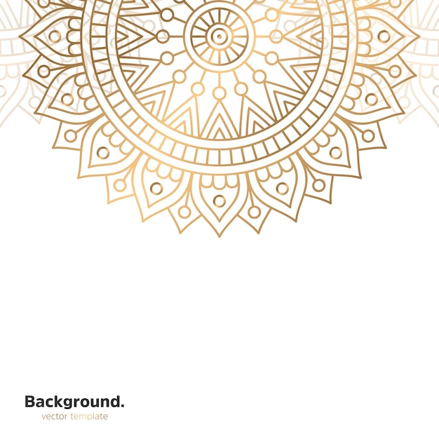Lujo diseño de mandala ornamental fondo en color oro