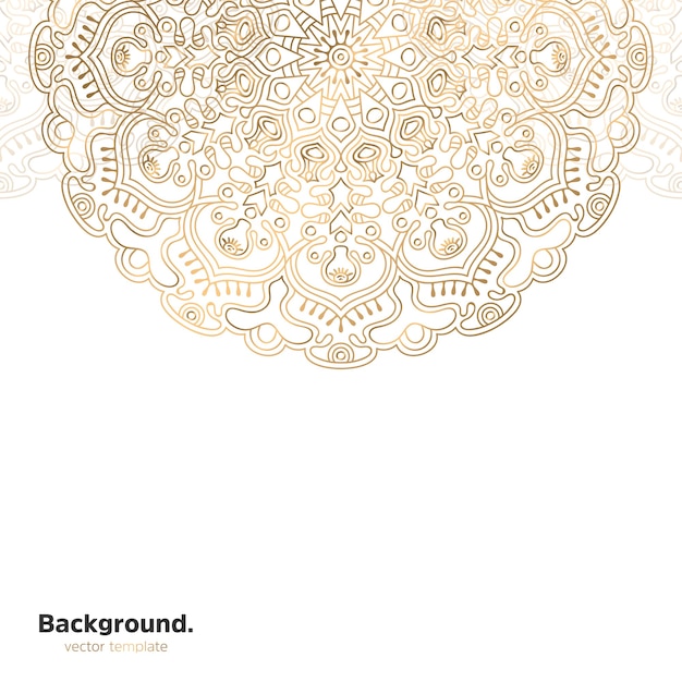 Lujo diseño de mandala ornamental fondo en color oro
