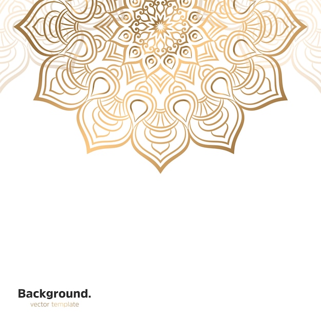 Lujo diseño de mandala ornamental fondo en color oro