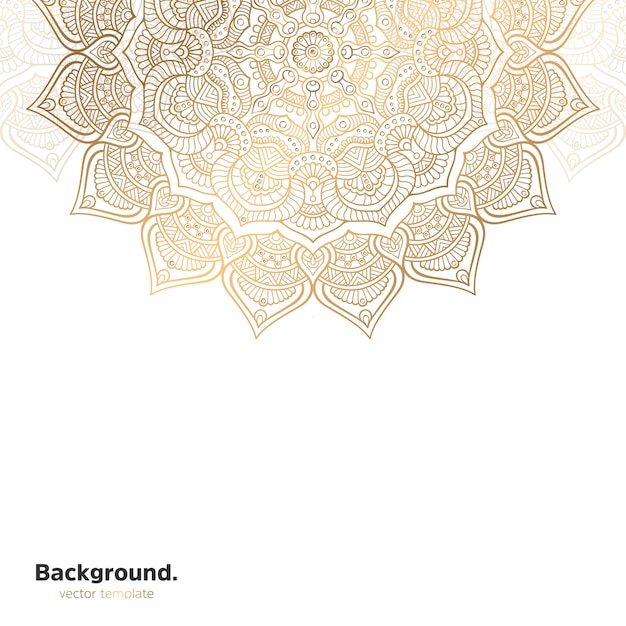 Lujo diseño de mandala ornamental fondo en color oro