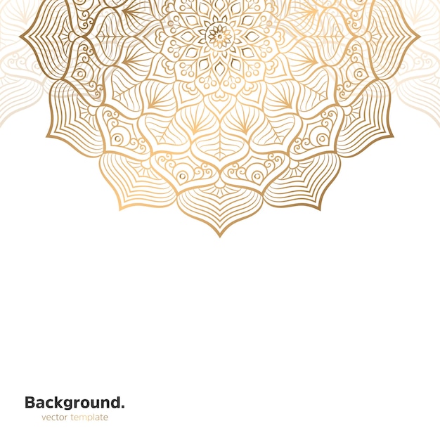 Lujo diseño de mandala ornamental fondo en color oro