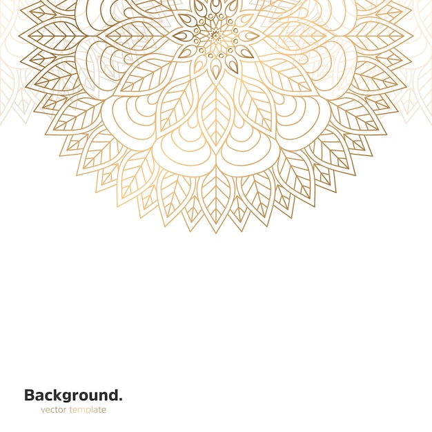 Lujo diseño de mandala ornamental fondo en color oro
