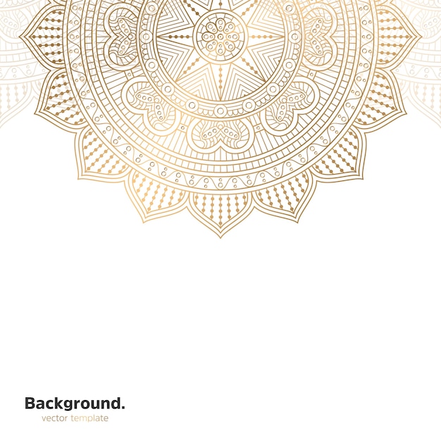 Lujo diseño de mandala ornamental fondo en color oro