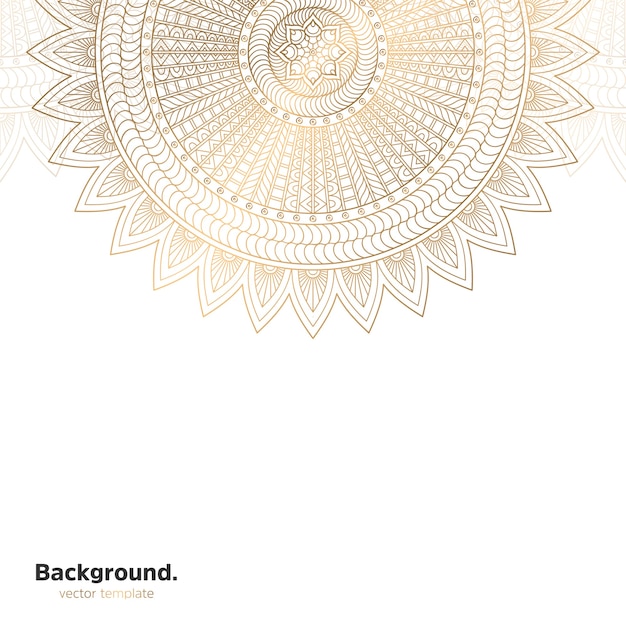 Lujo diseño de mandala ornamental fondo en color oro