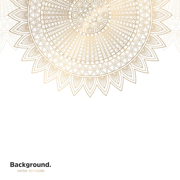 Lujo diseño de mandala ornamental fondo en color oro