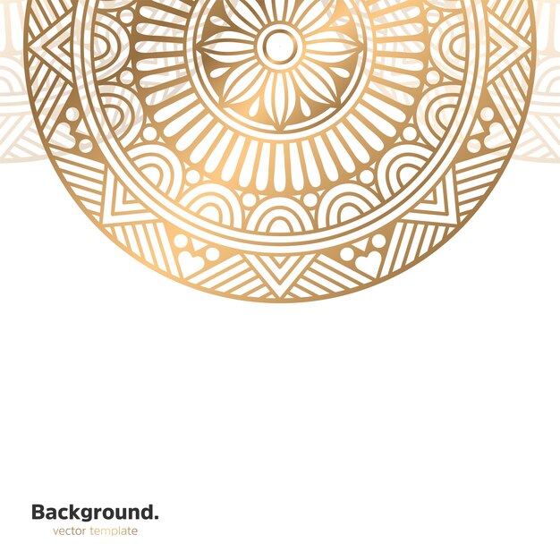 Lujo diseño de mandala ornamental fondo en color oro